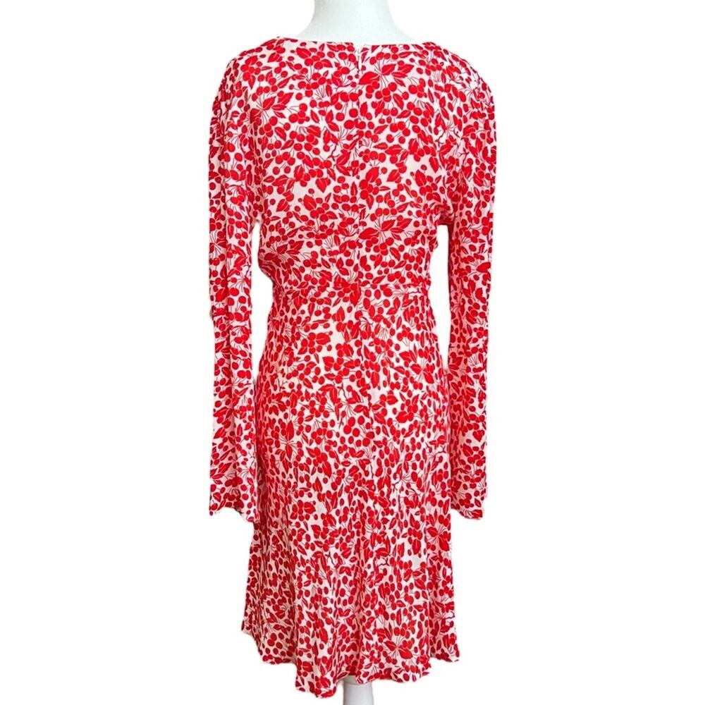 Diane von Furstenberg tie front Mini Cherry Print Dress Size S - Picture 3 of 10